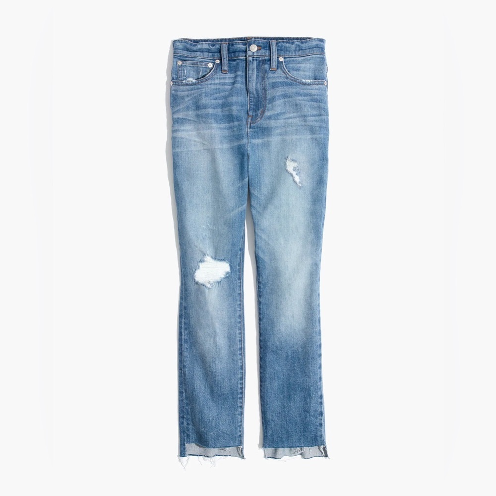 Madewell The High-Rise Slim Boyjean Step-Hem Edition Jeans 24 Casual Distressed